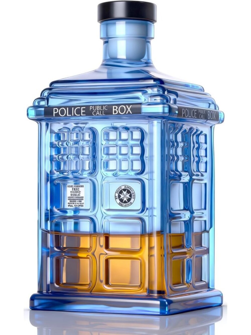 Unique Whiskey Decanter for Men, Tardis Police Box Design, 28oz Liquor Dispenser